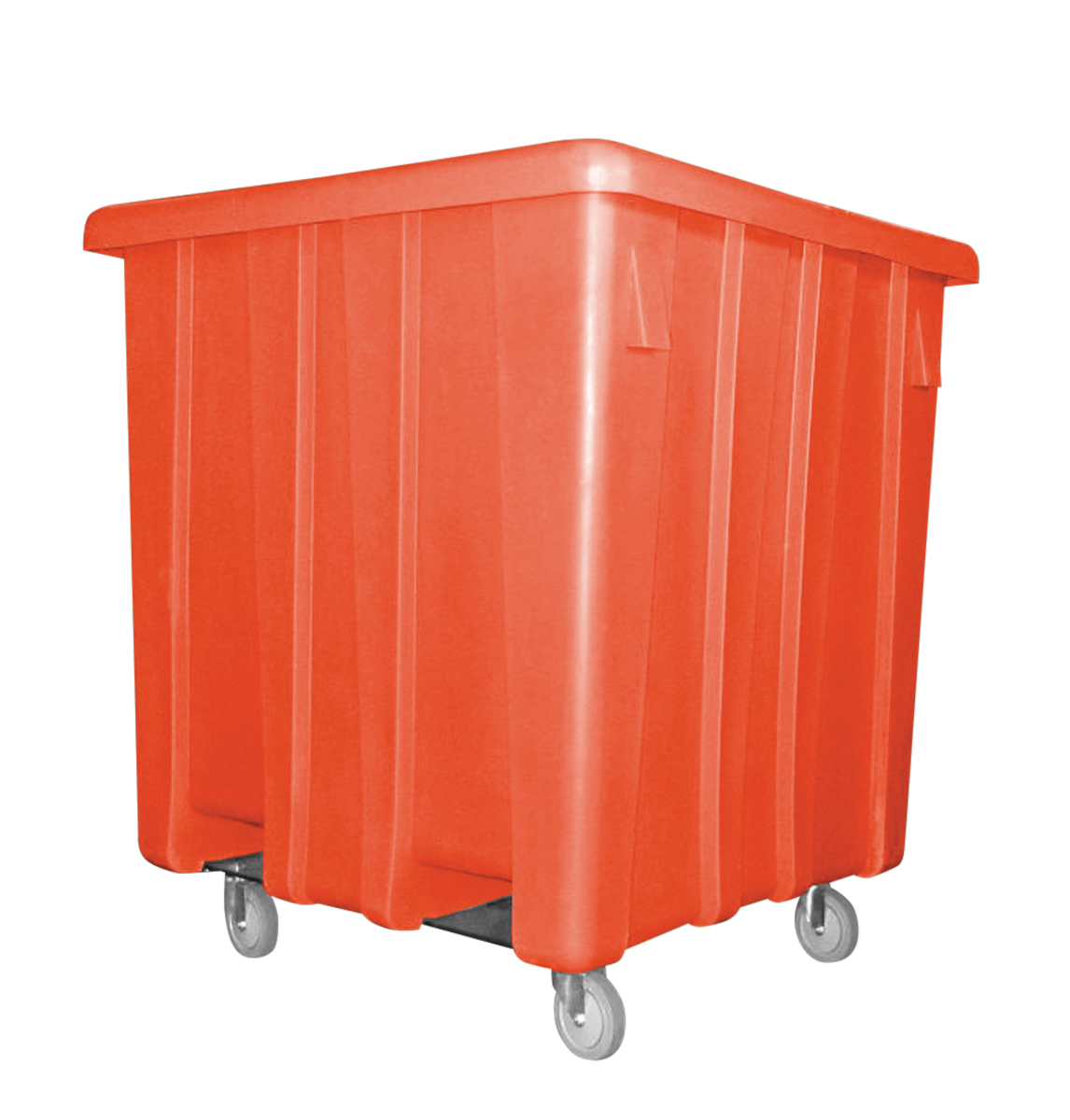 Polyethylene Bulk Container with Caster, 45 x 45 x 51-1/2 Inch, 800 lb Capacity, Orange